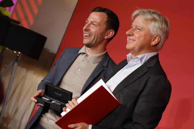 Frankfurt Impressions, October 6, 2026: The 78th Frankfurt Book Fair bids farewell to its long-time director, Juergen Boos (left). Sebastian GUGGOLZ, Chairman of the German Publishers and Booksellers Association, Frankfurt am Main, Hesse, Germany
