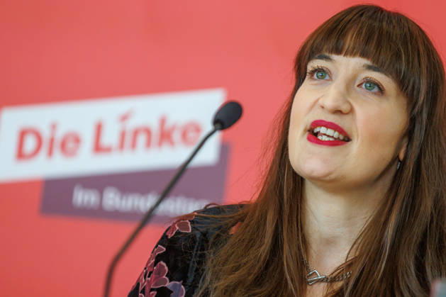 Statement by Die Linke s Heidi Reichinnek during a Die Linke press conference on October 6, 2026, in Berlin, Berlin, Berlin, Germany, Reichstag