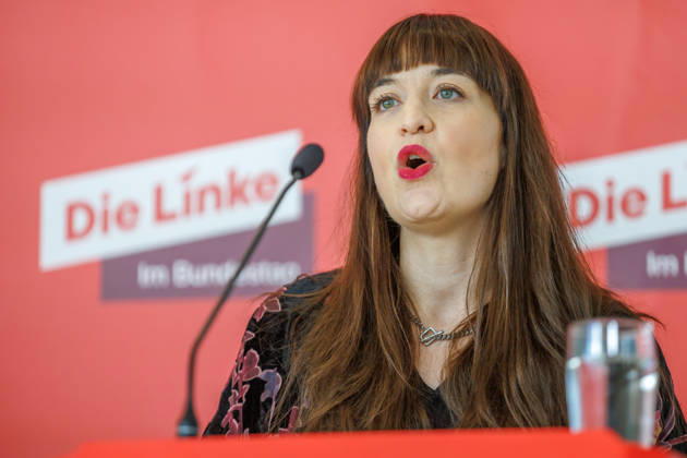 Statement by Die Linke s Heidi Reichinnek during a Die Linke press conference on October 6, 2026, in Berlin, Berlin, Berlin, Germany, Reichstag