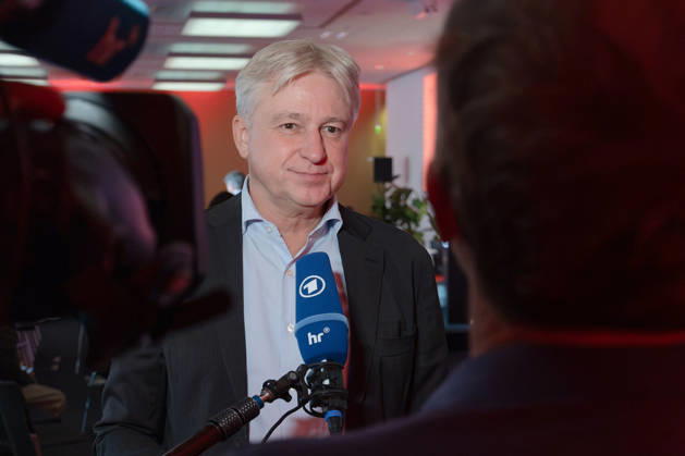 Frankfurt Book Fair 2026: Juergen Boos, Director of the Frankfurt Book Fair, in an HR Interview; Opening Press Conference of the Frankfurt Book Fair 2026, Frankfurt am Main, Hesse, Germany; Exhibition Grounds