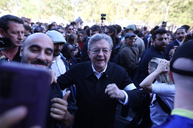 Politics At Student Demonstration - Paris La France Insoumise (LFI) candidate in France s 2027 presidential election Jean-Luc Melenchon arrives at the start of a demonstration part of a nationwide day of actions called by high-school students, joined by unions and teachers, who for days have been demanding better learning conditions in protests punctuated by violent confrontations in Paris on October 6, 2026. Students have blocked the entrances to hundreds of high schools for 15- to 17-year-olds since late September, complaining of missing teachers, overloaded timetables, dilapidated classrooms and buildings that cannot cope with rising temperatures. Photo by Raphael Lafargue ABACAPRESS.COM Paris France  Copyright: xLafarguexRaphael ABACAx