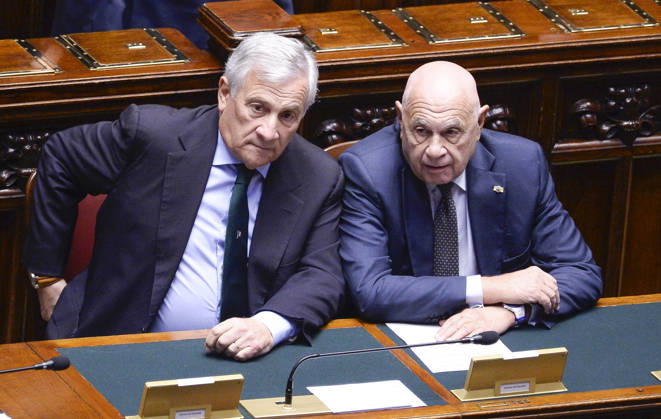 IPA89364989 - Rome, Chamber of Deputies: Electoral Law, explanations of vote, and vote of confidence on Article 1; pictured: Antonio Tajani and Carlo Nordio  Copyright: xSTEFANOxCAROFEIx xSTEFANOxCAROFEIx xFOTOGRAMMAx IPA89364989