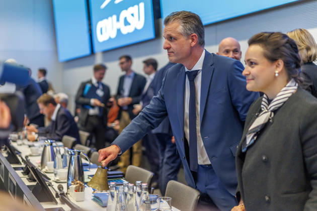 CDU CSU Caucus Meeting: Thorsten Frei (CDU), Caucus Chair, at a caucus meeting on October 6, 2026, in Berlin, Berlin, Berlin, Germany, Bundestag