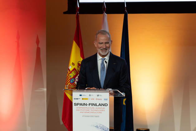 October 6, 2026, Helsinki, Uusimaa, Finland: King FELIPE VI of Spain delivers a speech at a Finnish-Spanish business seminar during his state visit to Finland. The seminar brings together companies working in artificial intelligence, semiconductor and quantum technologies. Helsinki Finland - ZUMAt172 20261006_zip_t172_067 Copyright: xJosexTabaresx