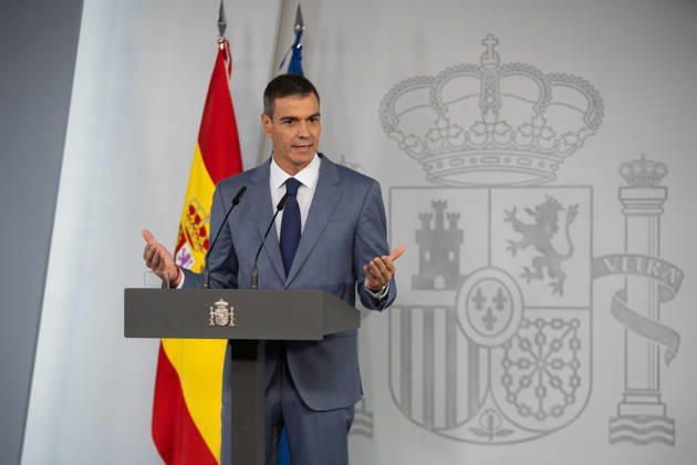IPA89366904 - MADRID, SPAIN. October 6, 2026. Spanish Prime Minister Pedro Sanchez during a press conference at the Moncloa, one day after announcing new early general elections for November 29.  Copyright: xFrancescoxMilitelloxMirtox xx IPA89366904