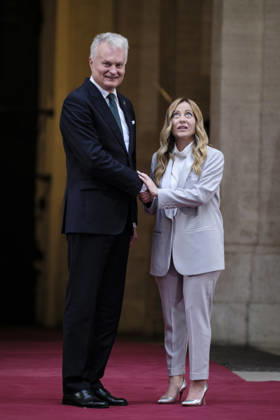 Lithuanian President Gitanas NausÄ—da Visits Italy Italian Prime Minister Giorgia Meloni meets with President of the Republic of Lithuania Gitanas NausÄ—da at Palazzo Chigi during his official institutional visit to Italy. Rome, Italy, October 6, 2026. Rome Italy Copyright: xAndreaxCalandrax