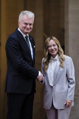 Lithuanian President Gitanas NausÄ—da Visits Italy Italian Prime Minister Giorgia Meloni meets with President of the Republic of Lithuania Gitanas NausÄ—da at Palazzo Chigi during his official institutional visit to Italy. Rome, Italy, October 6, 2026. Rome Italy Copyright: xAndreaxCalandrax