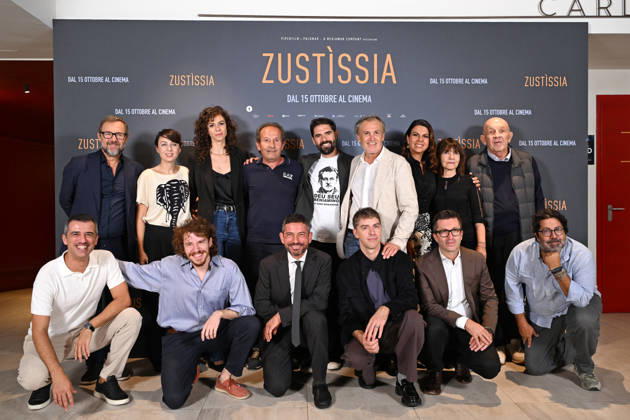 October 6, 2026, Rome, Rome, Italy: Director Francesco Piras and the cast including Michele Riondino, Fabrizio Ferracane, Paola Giannini, Jacopo Cullin, Francesco Colella, and Geppi Cucciari, story and screenplay by Lisa Nur Sultan and Niccolo Gentili, based on the book by lawyer Mauro Trogu and Beniamino Zuncheddu entitled I Am Innocent, during the photocall for the presentation of the film Zustissia, inspired by the true story of the longest miscarriage of justice in Italian history, 33 years of wrongful imprisonment. Rome, 06 10 2026 Rome Italy  - ZUMAa289 20261006_zia_a289_032 Copyright: xMariaxLauraxAntonellix xAgfx