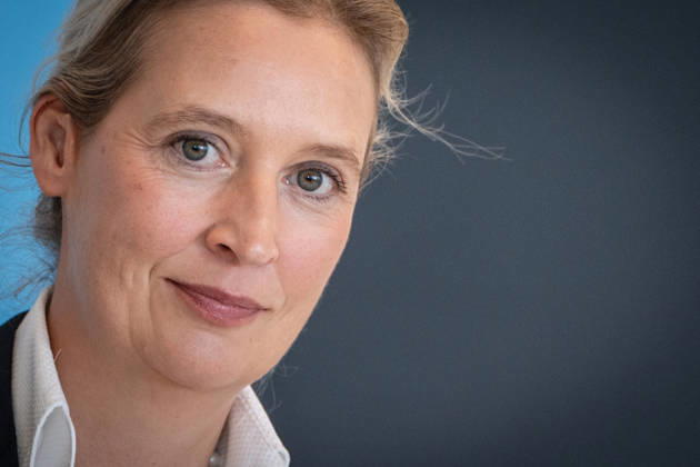 Alice Weidel, AfD Party and Parliamentary Group Chair Press statement by the two party chairs and parliamentary group chairs of the AfD before the start of the parliamentary group meeting in the German Bundestag, Berlin, Berlin, Germany, Bundestag
