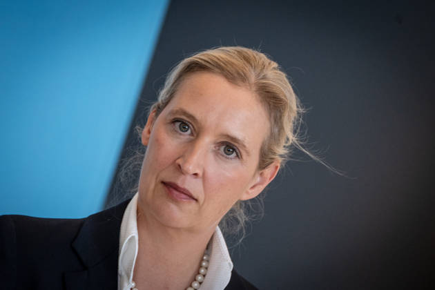 Alice Weidel, AfD Party and Parliamentary Group Chair Press statement by the two party chairs and parliamentary group chairs of the AfD before the start of the parliamentary group meeting in the German Bundestag, Berlin, Berlin, Germany, Bundestag