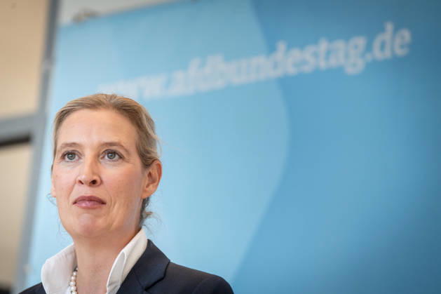 Alice Weidel, AfD Party and Parliamentary Group Chair Press statement by the two party chairs and parliamentary group chairs of the AfD before the start of the parliamentary group meeting in the German Bundestag, Berlin, Berlin, Germany, Bundestag
