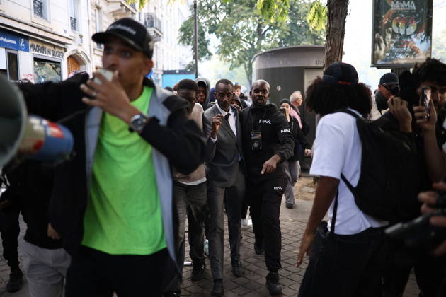Student Demonstration - Paris Saint Denis Mayor Bally Bagayoko during the Clashes on the sidelines of the students protest against the current state of public education, once again, on October 6, 2026, in Paris, France. They demand more resources for the national education system, and raise against the far right party - le Rassemblement National. Photo by Raphael Lafargue ABACAPRESS.COM Paris France  Copyright: xLafarguexRaphael ABACAx