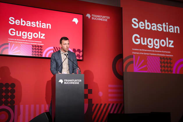 Opening of the 78th Frankfurt Book Fair: Sebastian Guggolz, President of the German Publishers and Booksellers Association, speaks at the opening press conference for the 2026 Frankfurt Book Fair. The Czech Republic will be the Guest of Honor in 2026. The 78th Frankfurt Book Fair will take place from October 7–11, 2026, at the Frankfurt am Main Exhibition Center in Hesse, Germany. 2026-10-06_frankfurter-buchmesse_07