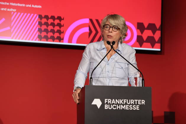 Opening of the 78th Frankfurt Book Fair: Jill Lepore, an American historian and author, speaks at the opening press conference for the Frankfurt Book Fair 2026. The Czech Republic will be the Guest of Honor in 2026. The 78th Frankfurt Book Fair will take place October 7–11, 2026, at the Frankfurt am Main Exhibition Center in Hesse, Germany. 2026-10-06_frankfurter-buchmesse_13