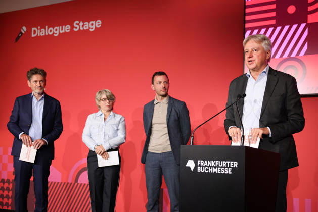Opening of the 78th Frankfurt Book Fair: Juergen Boos, Director of the Frankfurt Book Fair, speaks at the opening press conference for the 2026 Frankfurt Book Fair. The Guest of Honor country in 2026 is the Czech Republic. The 78th Frankfurt Book Fair will take place from October 7–11, 2026, at the Frankfurt am Main Exhibition Center in Hesse, Germany. 2026-10-06_frankfurter-buchmesse_24
