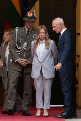 Giorgia Meloni Meets Gitanas Nauseda At Palazzo Chigi - Rome Italian Prime Minister Giorgia Meloni meets with Lithuanian President Gitanas Nauseda at Palazzo Chigi in Rome, Italy on October 6, 2026. Photo by Andrea Bracaglia ABACAPRESS.COM Rome Italy Italy Copyright: xBracagliaxAndrea ABACAx