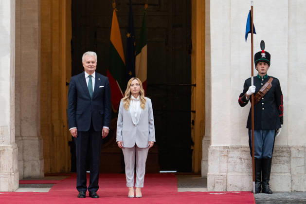 Giorgia Meloni Meets Gitanas Nauseda At Palazzo Chigi - Rome Italian Prime Minister Giorgia Meloni meets with Lithuanian President Gitanas Nauseda at Palazzo Chigi in Rome, Italy on October 6, 2026. Photo by Andrea Bracaglia ABACAPRESS.COM Rome Italy Italy Copyright: xBracagliaxAndrea ABACAx