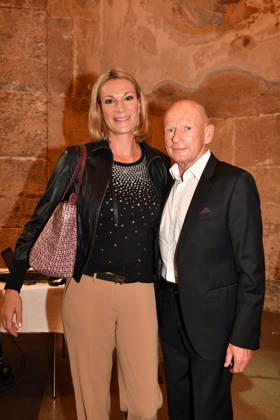 Maria Höfl Riesch with her boyfriend Johann Schrempf; Award Ceremony for the Bavarian State Medal for Social Service, 2026; All Saints Day; Hofkirche, Munich; October 6, 2026
