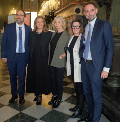 IPA89372968 - Turin, Royal Museums of Turin: Presentation of the exhibition STILL IMAGE. Photographs by Jessica Lange. Pictured here with her on the right are Paola D’Agostino, General Director of the Royal Museums of Turin; Anne Morin, curator of the exhibition; and Edoardo Accattino, CEO of Ares,  Copyright: xCOSTANTINOxSERGIx xCOSTANTINOxSERGIx IPA89372968