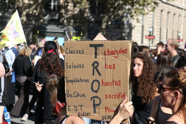 High school and university students protest in Paris PARIS, FRANCE - OCTOBER 6, 2026: Thousands of high school and university students gather at Place de la Republique in Paris, France, on October 6, 2026, during a day of mobilization to protest a lack of resources in the French education system and their study conditions. Teachers, trade unionists and parents also take part in the demonstration. Protesters hold placards and flags as a large police presence is deployed around the demonstration. Umit Donmez Anadolu Paris France. Editorial use only. Please get in touch for any other usage. Copyright: x2026xAnadoluxUmitxDonmezx