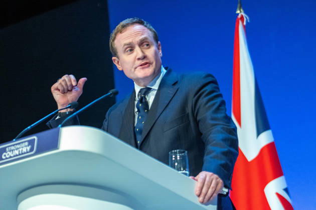 October 6, 2026, Birmingham, United Kingdom: Tom Tugendhat MBE Shadow Foreign Secretary addresses audience. The session Defending Britain in a More Dangerous World took place on the main stage at the Conservative Party Conference at the ICC Birmingham. It featured key shadow cabinet figures including Tom Tugendhat, Helen Whately , James Cartlidge, and Alex Burghart , as well as a performance by St Mary s Ukrainian School choir. They were also joined by Yehor Cherniev, Ukrainian MP and Professor Niall Ferguson Birmingham United Kingdom - ZUMAs197 20261006_aaa_s197_102 Copyright: xGaryxRobertsx