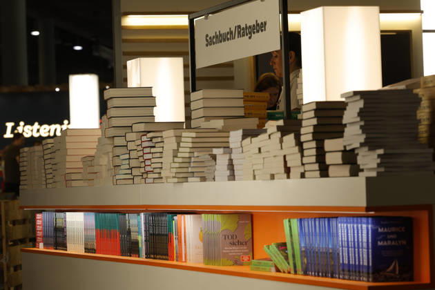 Frankfurt Impressions, October 6, 2026: At the 78th Frankfurt Book Fair, a non-fiction guidebook is showcased at a booth in Frankfurt am Main, Hesse, Germany