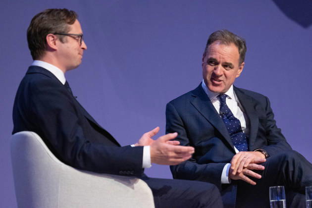 October 6, 2026, Birmingham, United Kingdom: Alex Burghart Shadow Secretary of State for Northern Ireland with Professor Niall Ferguson attend at the session. The session Defending Britain in a More Dangerous World took place on the main stage at the Conservative Party Conference at the ICC Birmingham. It featured key shadow cabinet figures including Tom Tugendhat, Helen Whately , James Cartlidge, and Alex Burghart , as well as a performance by St Mary s Ukrainian School choir. They were also joined by Yehor Cherniev, Ukrainian MP and Professor Niall Ferguson Birmingham United Kingdom - ZUMAs197 20261006_aaa_s197_110 Copyright: xGaryxRobertsx