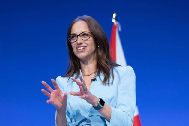October 6, 2026, Birmingham, United Kingdom: Helen Whately Shadow Secretary of State for Work and Pensions of the United Kingdom addresses the audience. The session Defending Britain in a More Dangerous World took place on the main stage at the Conservative Party Conference at the ICC Birmingham. It featured key shadow cabinet figures including Tom Tugendhat, Helen Whately , James Cartlidge, and Alex Burghart , as well as a performance by St Mary s Ukrainian School choir. They were also joined by Yehor Cherniev, Ukrainian MP and Professor Niall Ferguson Birmingham United Kingdom - ZUMAs197 20261006_aaa_s197_114 Copyright: xGaryxRobertsx