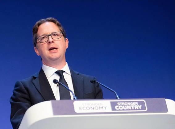 October 6, 2026, Birmingham, United Kingdom: Alex Burghart Shadow Secretary of State for Northern Ireland addresses the audience. The session Defending Britain in a More Dangerous World took place on the main stage at the Conservative Party Conference at the ICC Birmingham. It featured key shadow cabinet figures including Tom Tugendhat, Helen Whately , James Cartlidge, and Alex Burghart , as well as a performance by St Mary s Ukrainian School choir. They were also joined by Yehor Cherniev, Ukrainian MP and Professor Niall Ferguson Birmingham United Kingdom - ZUMAs197 20261006_aaa_s197_123 Copyright: xGaryxRobertsx