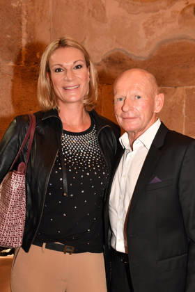 Maria Höfl Riesch and Johann Schrempf at the presentation of the Bavarian State Medal for Social Merit at the All Saints Court Church, Residenz on October 6, 2026, in Munich. Maria Riesch and Johann Schrempf attend the presentation of the Bavarian State Medal for Social Mer