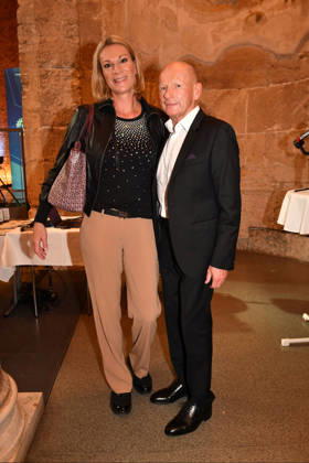 Maria Höfl Riesch and Johann Schrempf at the presentation of the Bavarian State Medal for Social Merit at the All Saints Court Church, Residenz on October 6, 2026, in Munich. Maria Riesch and Johann Schrempf attend the presentation of the Bavarian State Medal for Social Mer