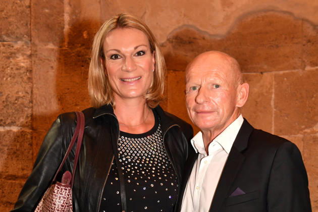 Maria Höfl Riesch and Johann Schrempf at the presentation of the Bavarian State Medal for Social Merit at the All Saints Court Church, Residenz on October 6, 2026, in Munich. Maria Riesch and Johann Schrempf attend the presentation of the Bavarian State Medal for Social Mer