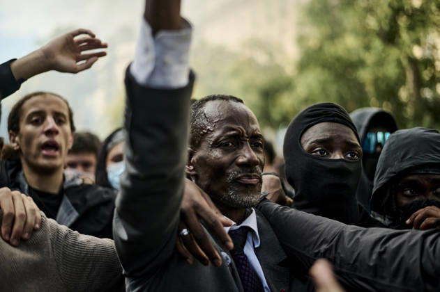 Saint-Denis Mayor Bally Bagayoko trying to call for calm, during high school students protest in Paris, on October 6, 2026. - 06 10 2026 - France Ile-de-France (region) Paris -  AntoninxBuratx xLexPictorium LePictorium_0342076