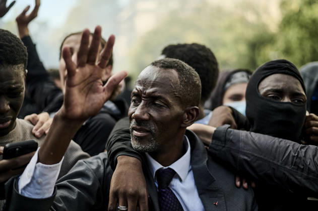 Saint-Denis Mayor Bally Bagayoko trying to call for calm, during high school students protest in Paris, on October 6, 2026. - 06 10 2026 - France Ile-de-France (region) Paris -  AntoninxBuratx xLexPictorium LePictorium_0342083