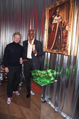Felix Maass, Senior Brand Manager at The Coca-Cola Company, and Bruce Darnell at the COKE LIGHT EXPERIENCE X BRUCE DARNELL event at Borchardt in Berlin on October 6, 2026