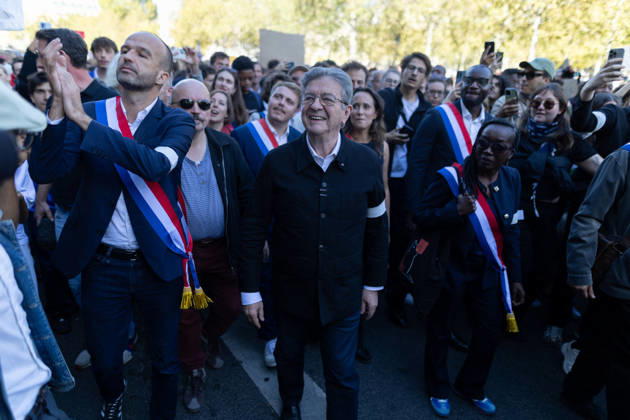 Student Demonstration - Paris RL President of La France Insoumise LFI Jean Luc Melenchon takes part in a demonstration as part of a nationwide day of actions called by high-school students, joined by unions and teachers, who for days have been demanding better learning conditions in protests punctuated by violent confrontations in Paris on October 6, 2026. Photo by Raphael Lafargue ABACAPRESS.COM Paris France  Copyright: xLafarguexRaphael ABACAx