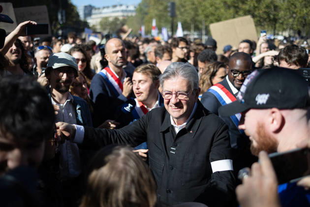Student Demonstration - Paris RL President of La France Insoumise LFI Jean Luc Melenchon takes part in a demonstration as part of a nationwide day of actions called by high-school students, joined by unions and teachers, who for days have been demanding better learning conditions in protests punctuated by violent confrontations in Paris on October 6, 2026. Photo by Raphael Lafargue ABACAPRESS.COM Paris France  Copyright: xLafarguexRaphael ABACAx