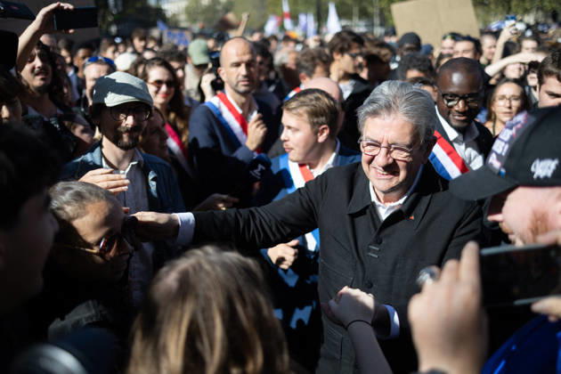 Student Demonstration - Paris RL President of La France Insoumise LFI Jean Luc Melenchon takes part in a demonstration as part of a nationwide day of actions called by high-school students, joined by unions and teachers, who for days have been demanding better learning conditions in protests punctuated by violent confrontations in Paris on October 6, 2026. Photo by Raphael Lafargue ABACAPRESS.COM Paris France  Copyright: xLafarguexRaphael ABACAx