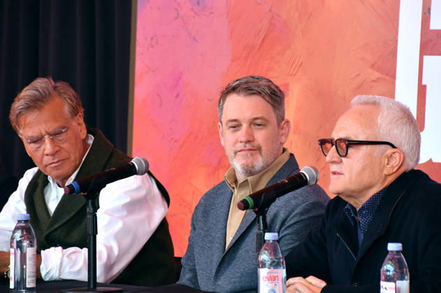 NEW YORK, NY- OCTOBER 6: Aaron Sorkin, Michael Arden and Bradley Whitford at the press conference for A Few Good Men at Lincoln Center Theater in the Vivian Beaumont Theatre on October 6, 2026 in New York City. Copyright: xmpi099 MediaPunchx