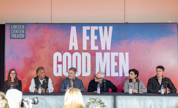 October 6, 2026, New York, New York, USA: LEAR DEBESSONET, AARON SORKIN, MICHAEL ARDEN, BRADLEY WHITFORD, KRYSTA RODRIGUEZ and TOM BLYTH attend a press conference for A Few Good Men on Broadway at the Vivian Beaumont Theater at Lincoln Center in New York. 6 October 2026 New York USA  - ZUMAa265 20261006_zep_a265_001 Copyright: xEricxAcquayex