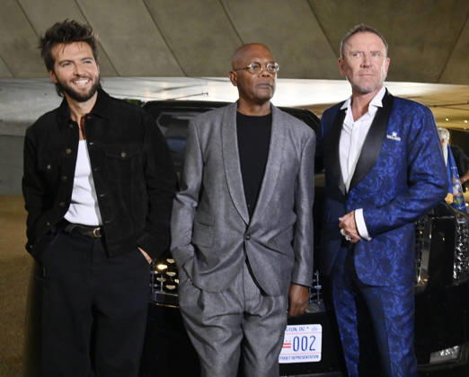 Cast members Guy Burnet, Samuel L. Jackson and director Renny Harlin (L-R) attend the premiere of the motion picture thriller The Beast at the Academy museum of Motion Pictures in Los Angeles on Tuesday, October 10, 2026. Storyline: When a militia of unidentified hostiles coordinates a coup against the U.S., the president uncovers the extent of The Beast s highly classified offensive capabilities in order to save his life and America.  LAP20261006836 JIMxRUYMEN