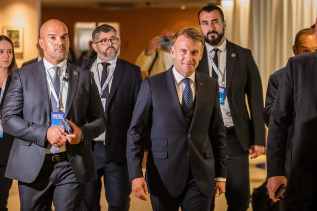 EU MED9 Bilateral meet Plenkovic - Macron Croatian Prime Minister Andrej Plenkovic meets French President Emmanuel Macron during bilateral meetings on the sidelines of the EU MED9 summit in Split, Croatia on October 7, 2027. ZvonimirxBarisin PIXSELL