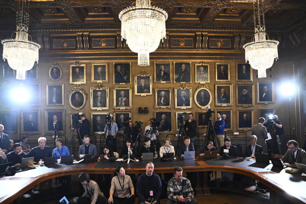 STOCKHOLM, SWEDEN 20261007 The press conference announcing the Nobel Prize in Chemistry at the Royal Swedish Academy of Sciences in Stockholm STOCKHOLM, SWEDEN x10080x Copyright: xFredrikxSandberg TTx NOBELPRIS I KEMI TILLKÄNNAGIVANDE 9_aH00QG_2k