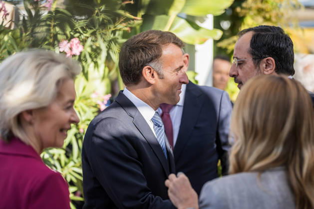 EU MED9 Prime Minister of Croatia Andrej Plenkovic welcomes President of France Emmanuel Macron for EU MED9 summit at Split, Croatia on October 7, 2026.  ZvonimirxBarisin PIXSELL