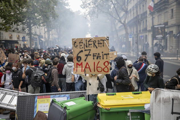 Students Demonstration outside Science Po Paris Students on Boulevard Saint Germain during a demonstration outside Science Po in Paris, France on October 7 2026 in support of high school students. Photo by Eliot Blondet ABACAPRESS.COM Paris France Copyright: xBlondetxEliot ABACAx