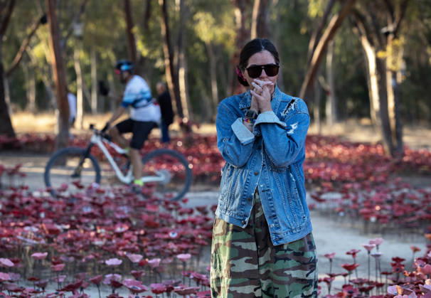 Israelis mourn at sunrise in the Re im memorial on the third anniversary where Hamas massacred 364 people and took another 40 hostages during the Nova dance party on October 7, 2023, near Kibbutz Re im, southern Israel on Wednesday, October 7, 2026. The Hamas cross-border attacks resulted in the deaths of approximately 1,200 people and the abduction of 251 hostages. ISR202606080025 JimxHollander