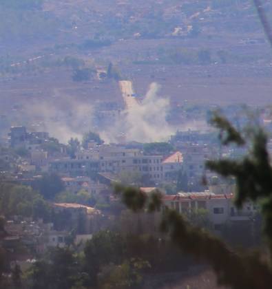 October 7, 2026, Nabathie, Lebanon: KFAR TIBNIT, SOUTHERN LEBANON, OCTOBER 7, 2026: Smoke rises after several artillery shells strike the town of Kfar Tibnit in southern Lebanon amid continuing military activity in the area. Nabathie Lebanon  - ZUMAq101 20261007_zna_q101_067 Copyright: xRazanxKdouhx