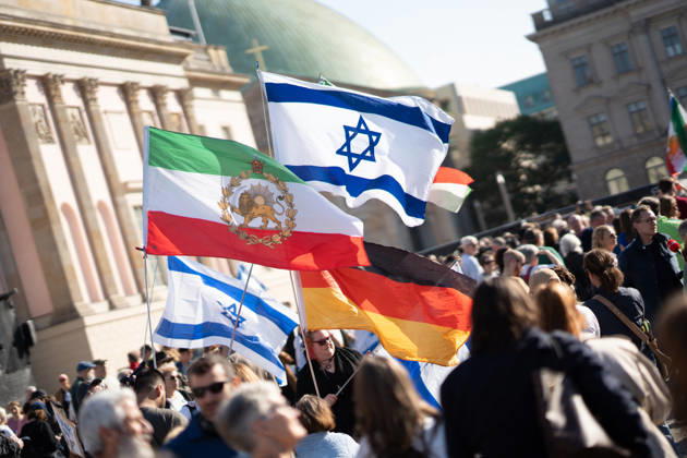 Memorial ceremony at Bebelplatz in Berlin-Mitte, the heart of the German capital. Memorial event marking the 3rd anniversary of the Hamas terrorist attack in Israel on October 7. Never forget. Never be silent. Berlin, Berlin, Germany, Bebelplatz