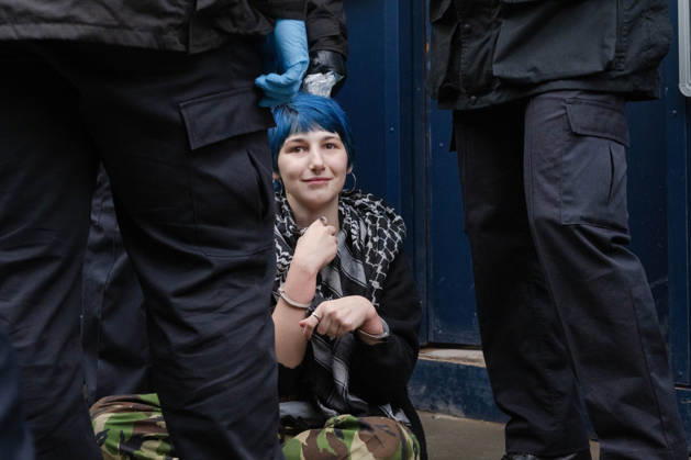 Pro-Palestinian protesters march In London LONDON, UNITED KINGDOM - OCTOBER 7: Police officers detain a Pro-Palestinian demonstrator during a protest in central London, United Kingdom, on October 7, 2026, marking the third anniversary of the October 7, 2023 attacks. Thomas Krych Anadolu London United Kingdom. Editorial use only. Please get in touch for any other usage.  Copyright: x2026xAnadoluxThomasxKrychx