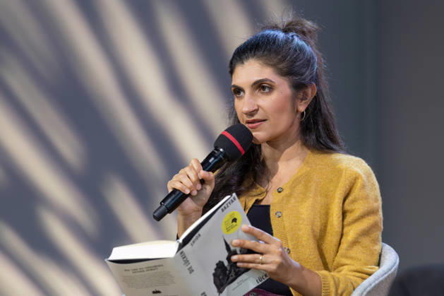 Frankfurt Book Fair 2026: Shida Bazyar, winner of the 2026 German Book Prize, will present her award-winning book *Die Lücken* on the literature stage hosted by ARD, ZDF, and 3sat, Frankfurt am Main, Hesse, Germany, Messegelände